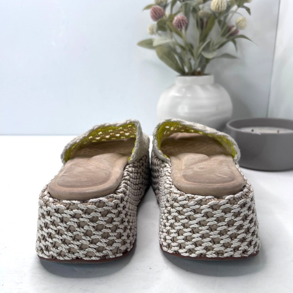 Rag & Bone Logan Platform Crochet Slide Sandal Chalk Yellow Natural Women 7/EU37 - Picture 3 of 9